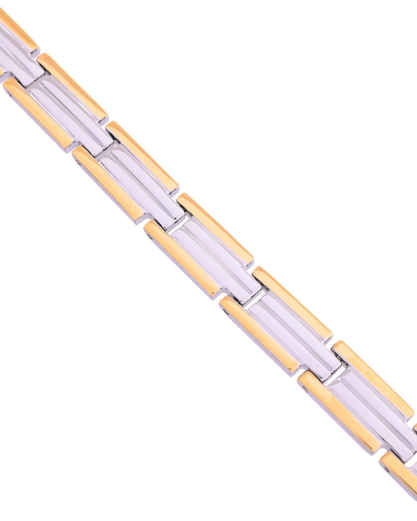 VOJ Men Double-Toned Stainless Steel Linked Chain Bracelet