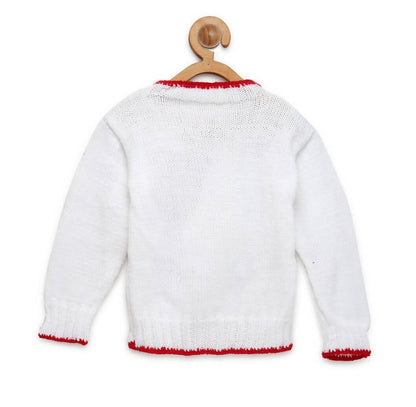 Chutput Kids White Coloured Solid Pullover with Rainbow Detail