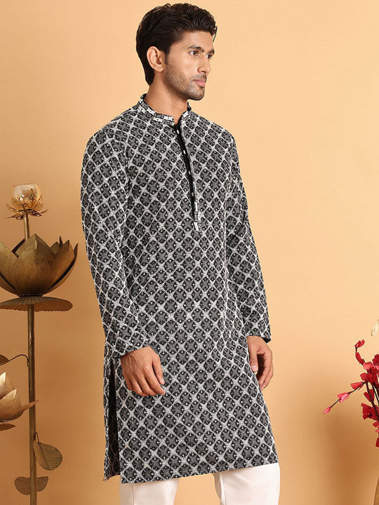 Anouk Men Floral Embroidered Sequinned Kurta