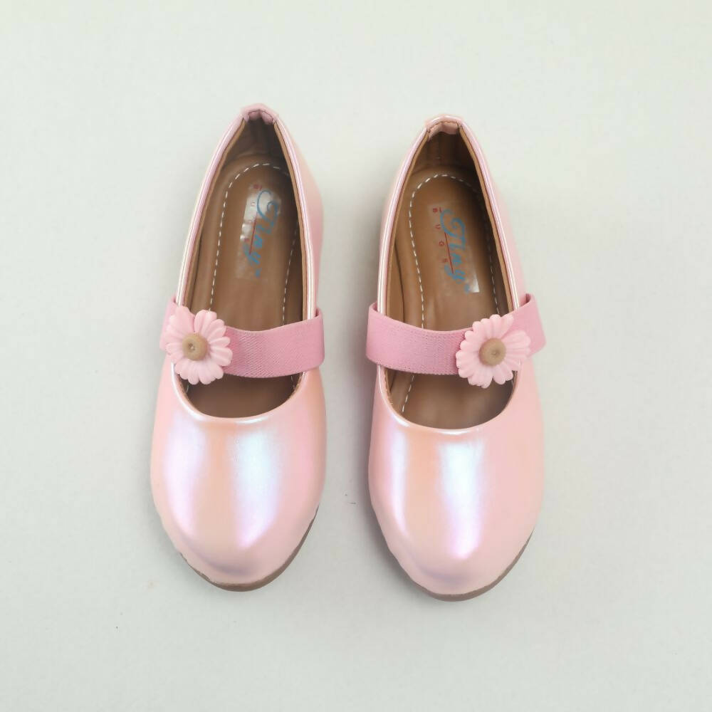 Tiny Bugs Girls Flower Embellished Ballerinas - Pink