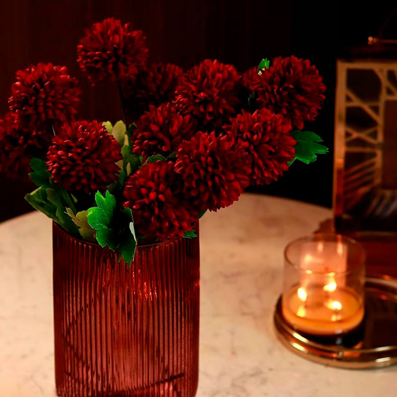 The Kaifeng | Artificial Red Chrysanthemum Pack of 12 flowers