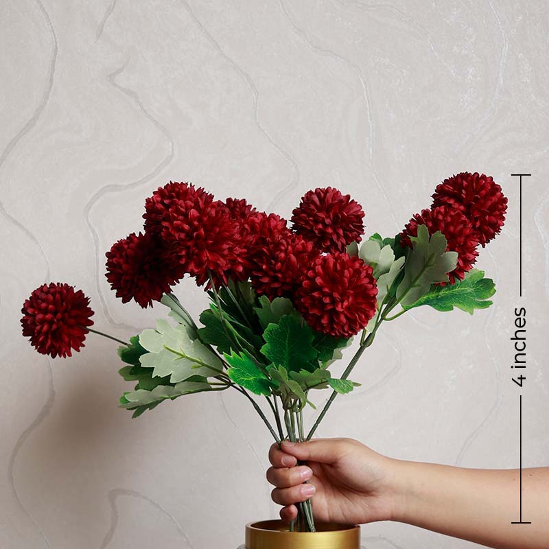 The Kaifeng | Artificial Red Chrysanthemum Pack of 12 flowers