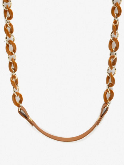 Women's Pack Of 2 Brown Gold Toned Beaded Mask Chains - Ruby Raang