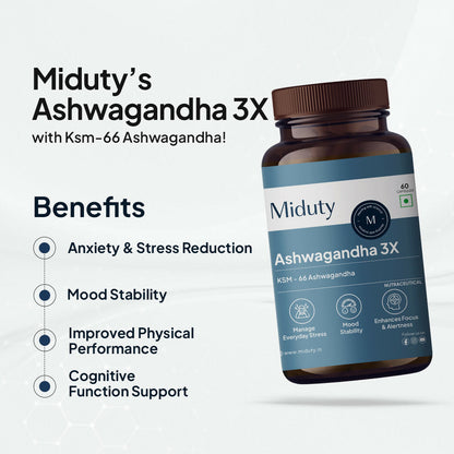 Miduty KSM 66 Ashwagandha 3x capsules
