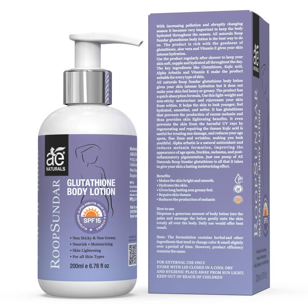 AE Naturals Roop Sundar Body Lotion with Glutathione - 200 ml)