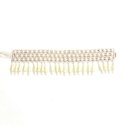 Mominos Fashion Johar Kamal Off White Handicraft Pearls Necklace with Earrings For Women