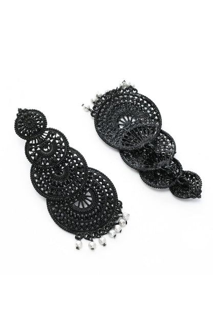 Mominos Fashion Johar Kamal Women's Latest Design Black Color Earrings