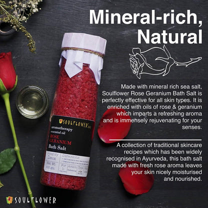 Soulflower Aromatherapy Essential Oil Rose Geranium Bath Salt