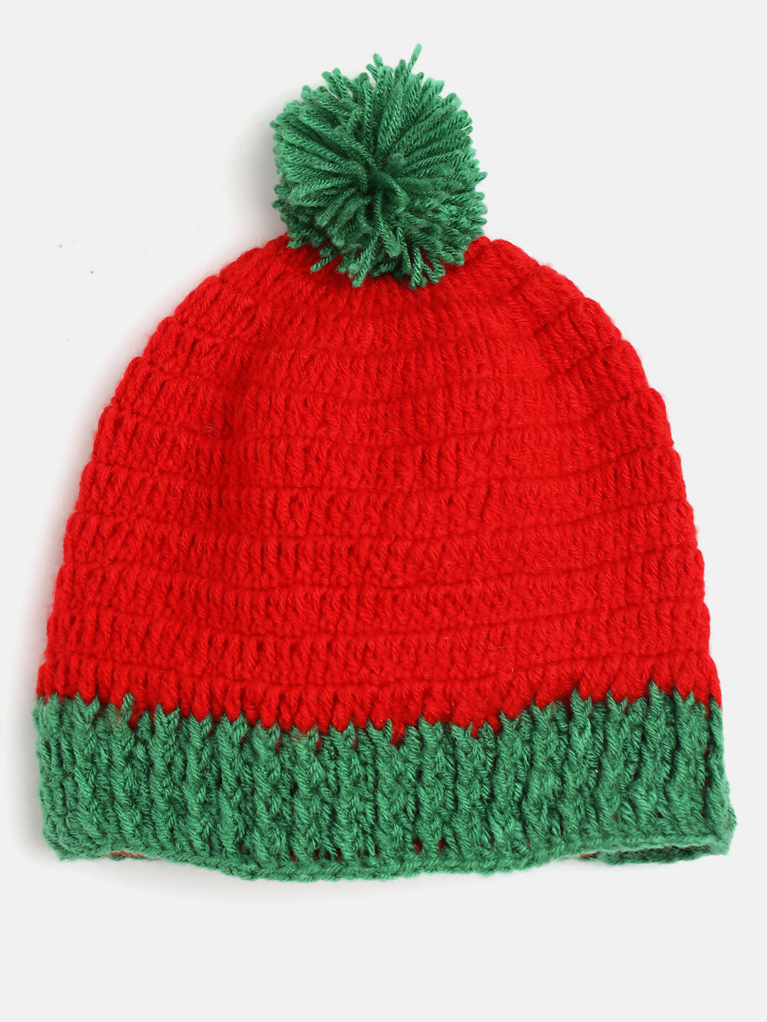 Chutput Kids Woollen Hand Knitted Full Sleeves Snowman Detail Sweater For Baby Boys With Cap - Red