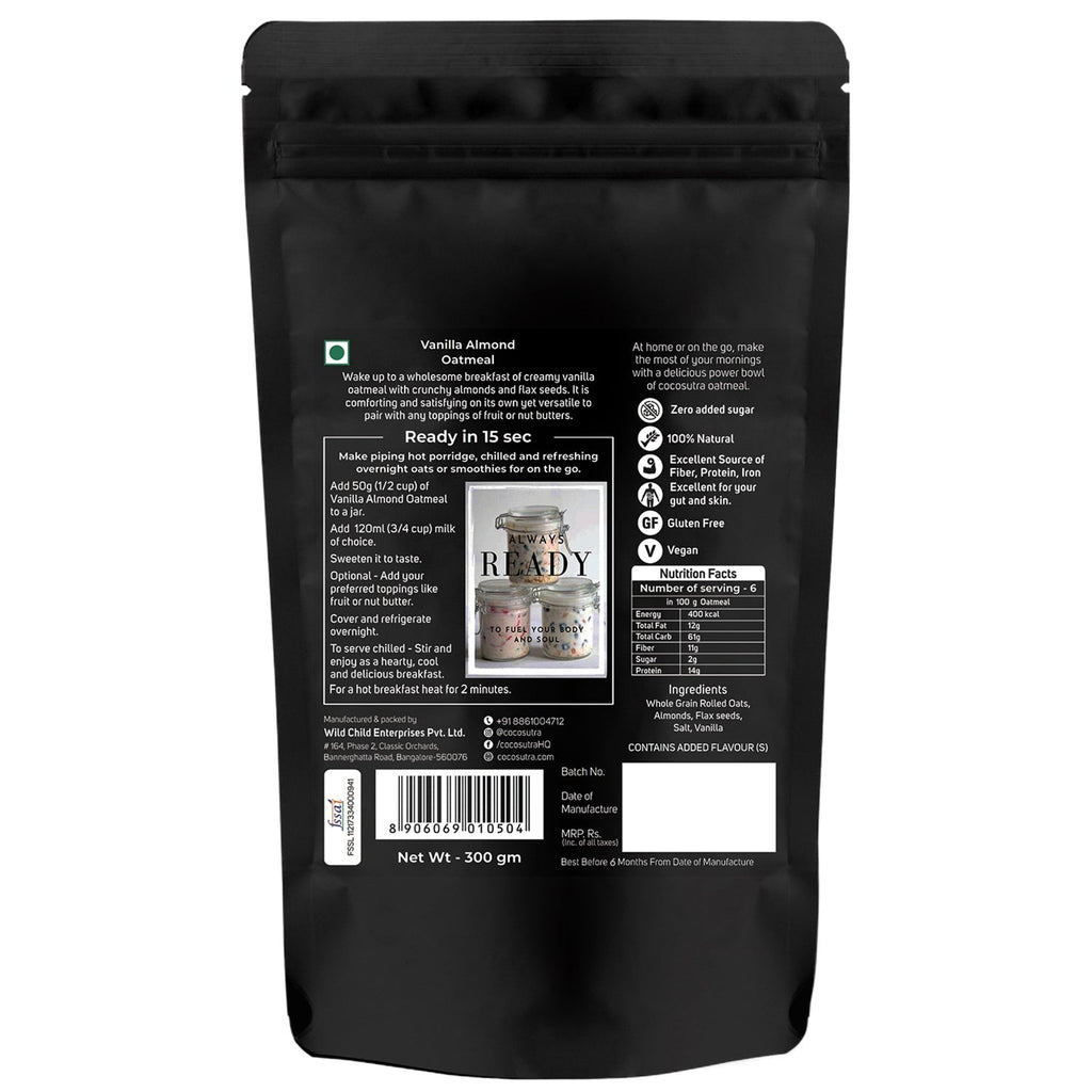 Cocosutra Vanilla Almond Oatmeal - 300 gms