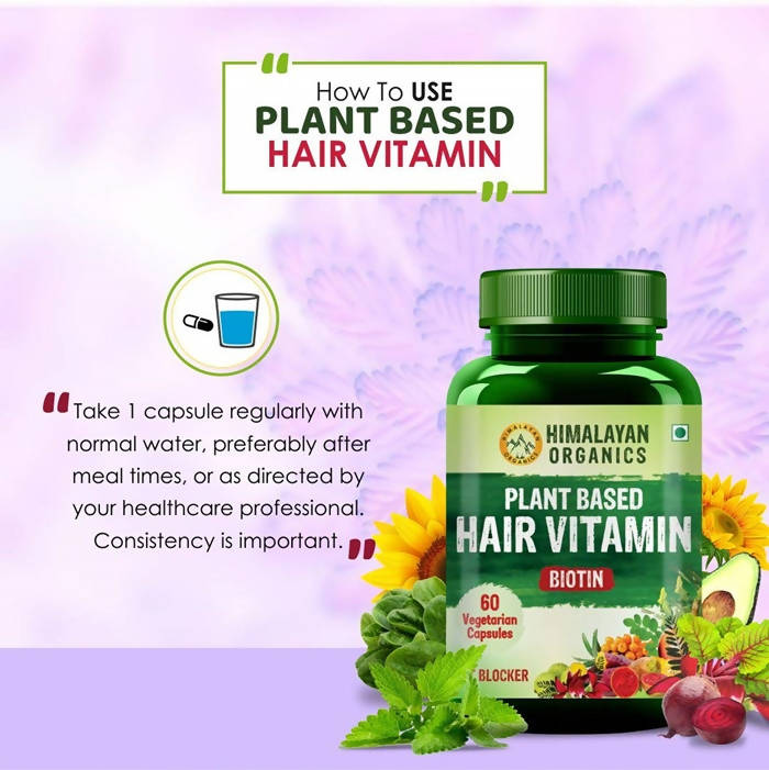 Himalayan Organics Plant Based Hair Vitamin Biotin Vegetarian Capsules