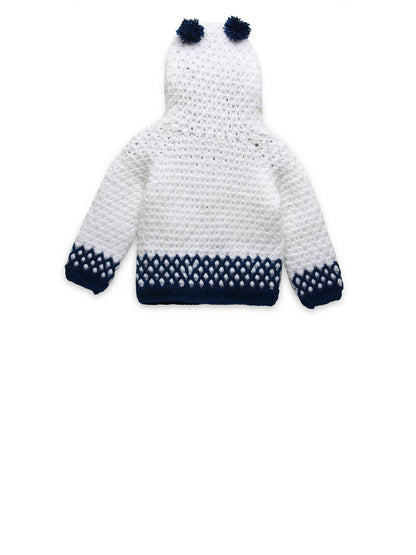 Chutput Kids Woollen Hand Knitted Tacky Design Sweater - White