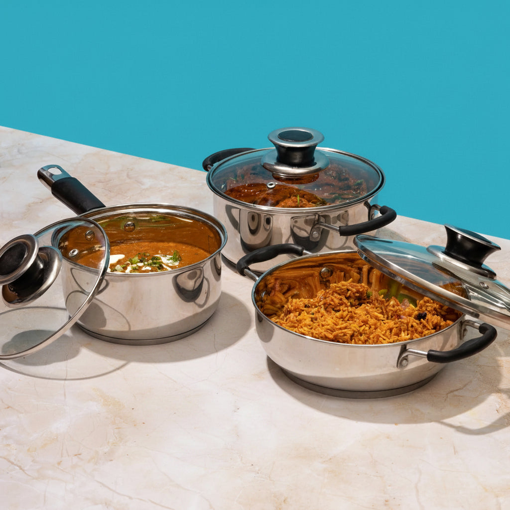 Vinod Stainless Steel Induction Friendly Master Chef Cookware Set Piece