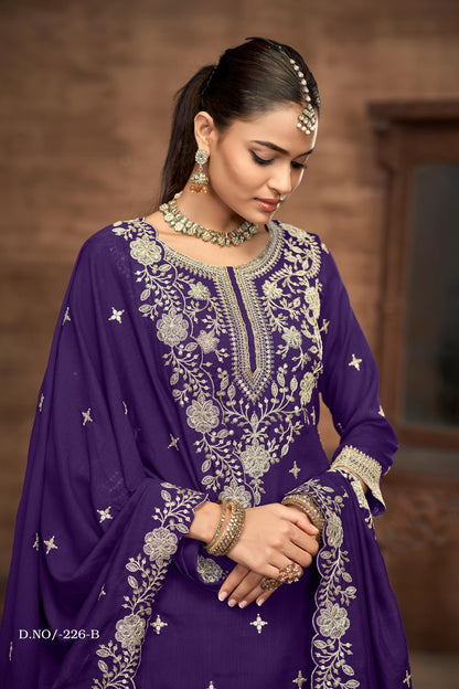 Anaita Maroon Premium Embroidered Vichitra Silk Lehenga Style Suit