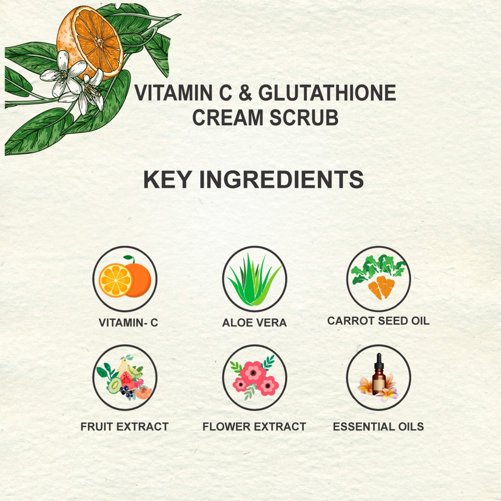 Love Earth Vitamin C & Glutathione Cream Scrub - 50 gms