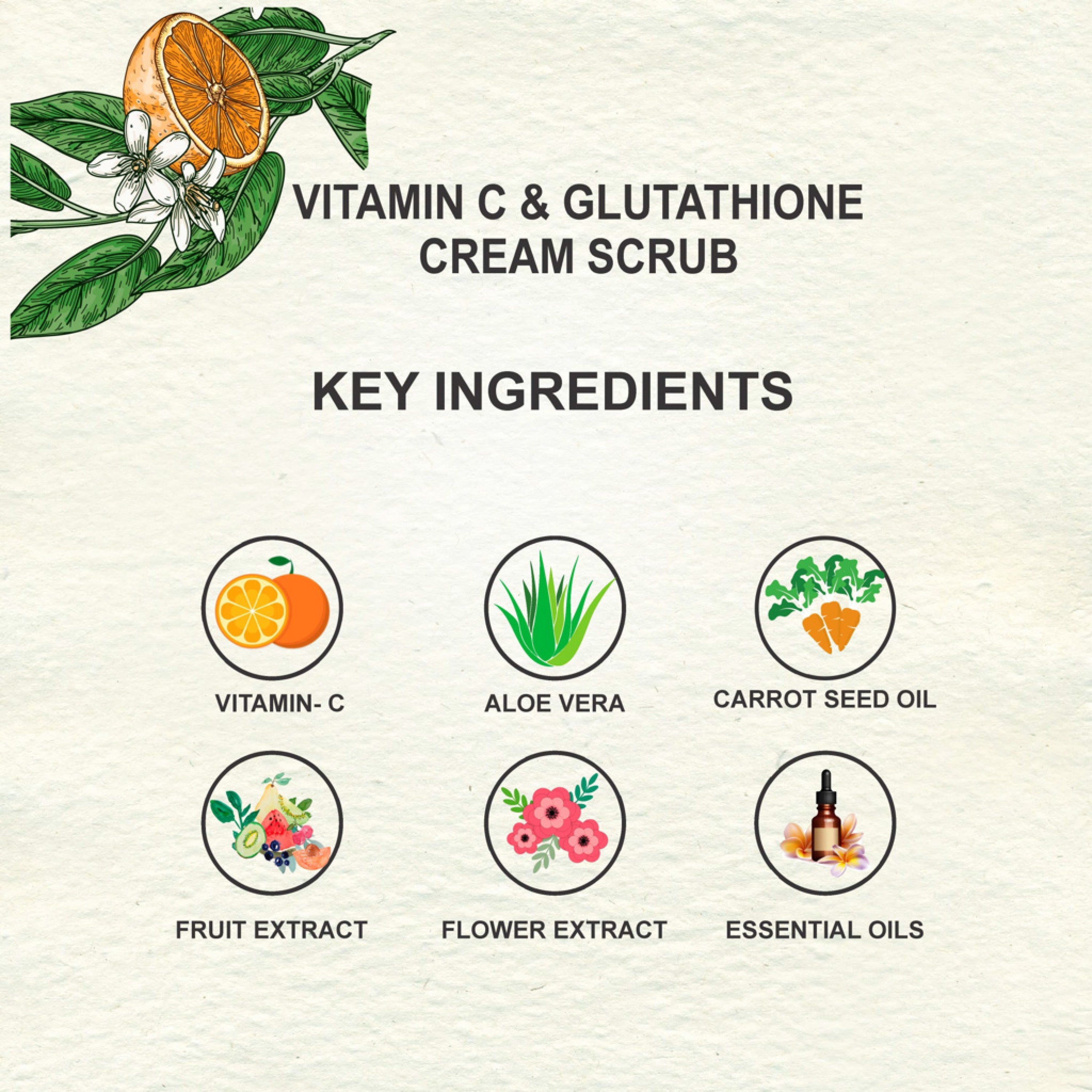 Love Earth Vitamin C & Glutathione Cream Scrub - 50 gms