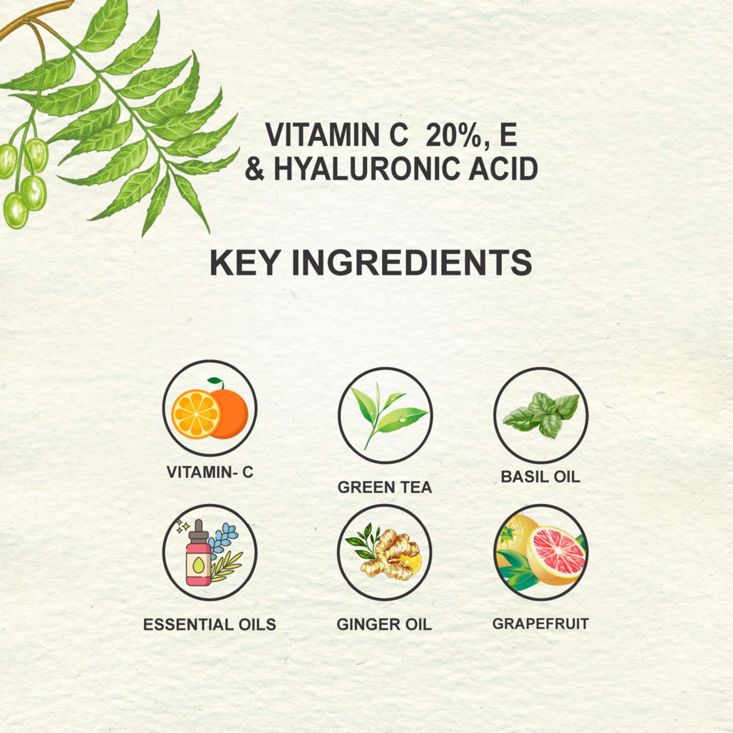 Love Earth Vitamin C 20%, E & Hyaluronic Acid – Face Serum - 30 ml