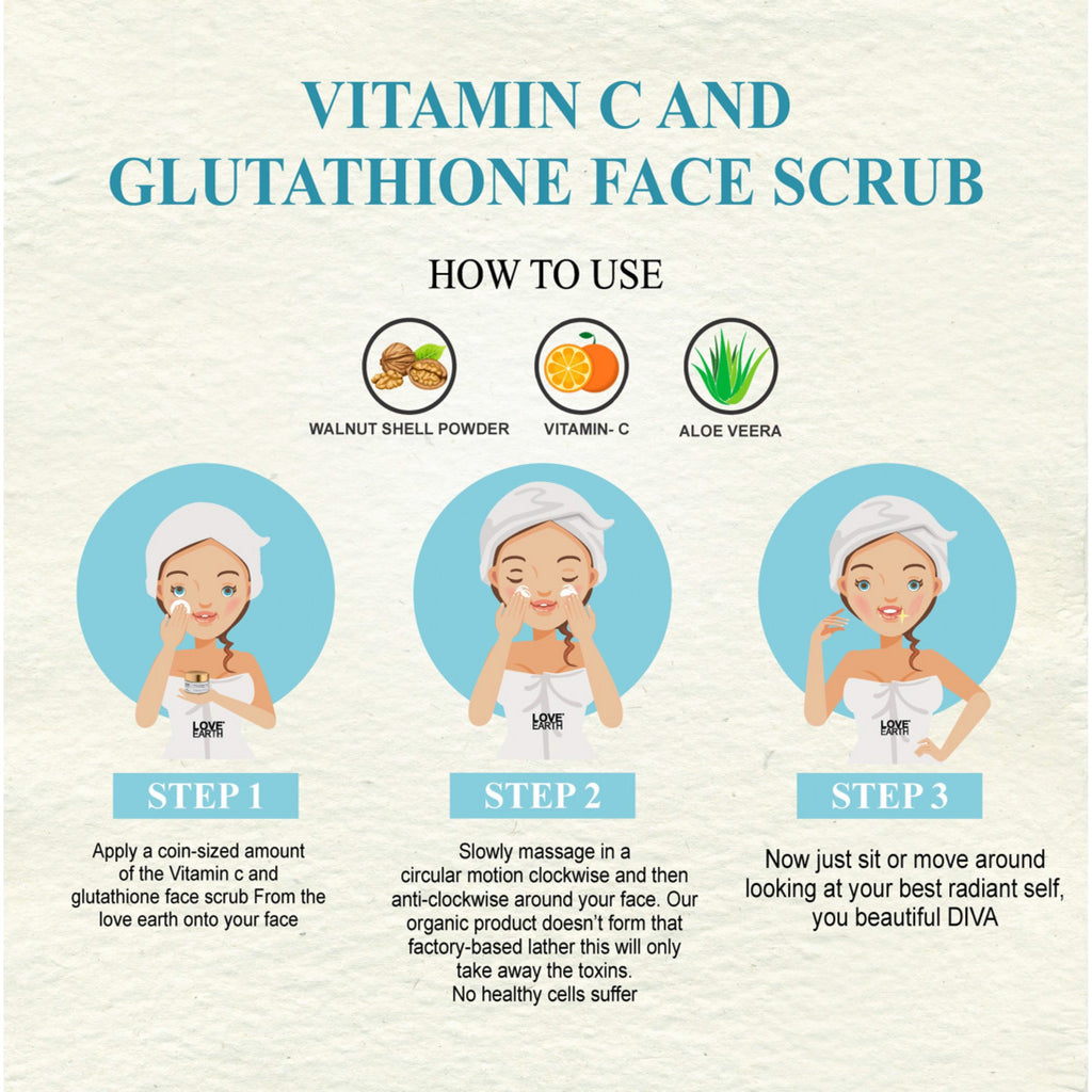 Love Earth Vitamin C & Glutathione Cream Scrub - 50 gms