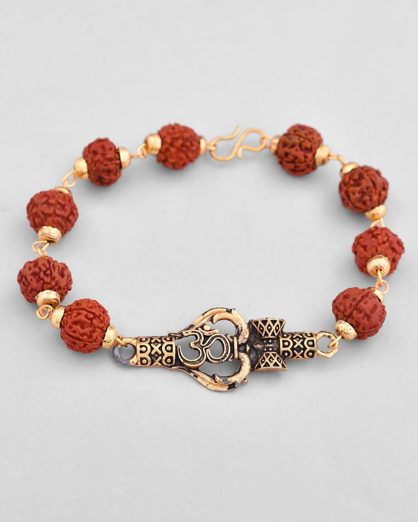 VOJ Gold-Polished Rudraksh Bracelet