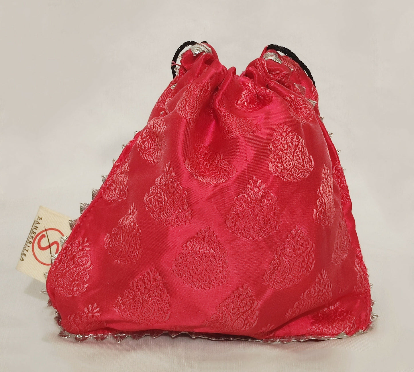 Sanskritea Brocade Drawstring potli Bag - Pink