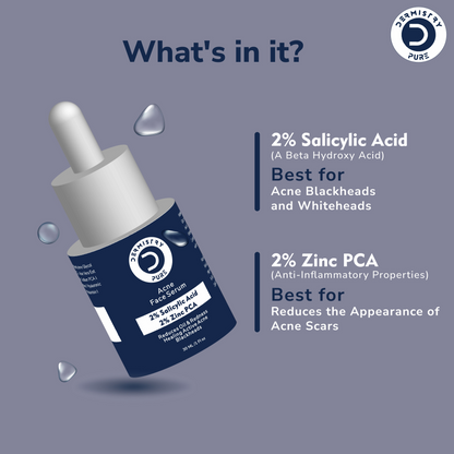 Dermistry 2% Salicylic Acid 2% Zinc Face Serum For Oily Acne Prone Skin Blackhead & Whiteheads Scars