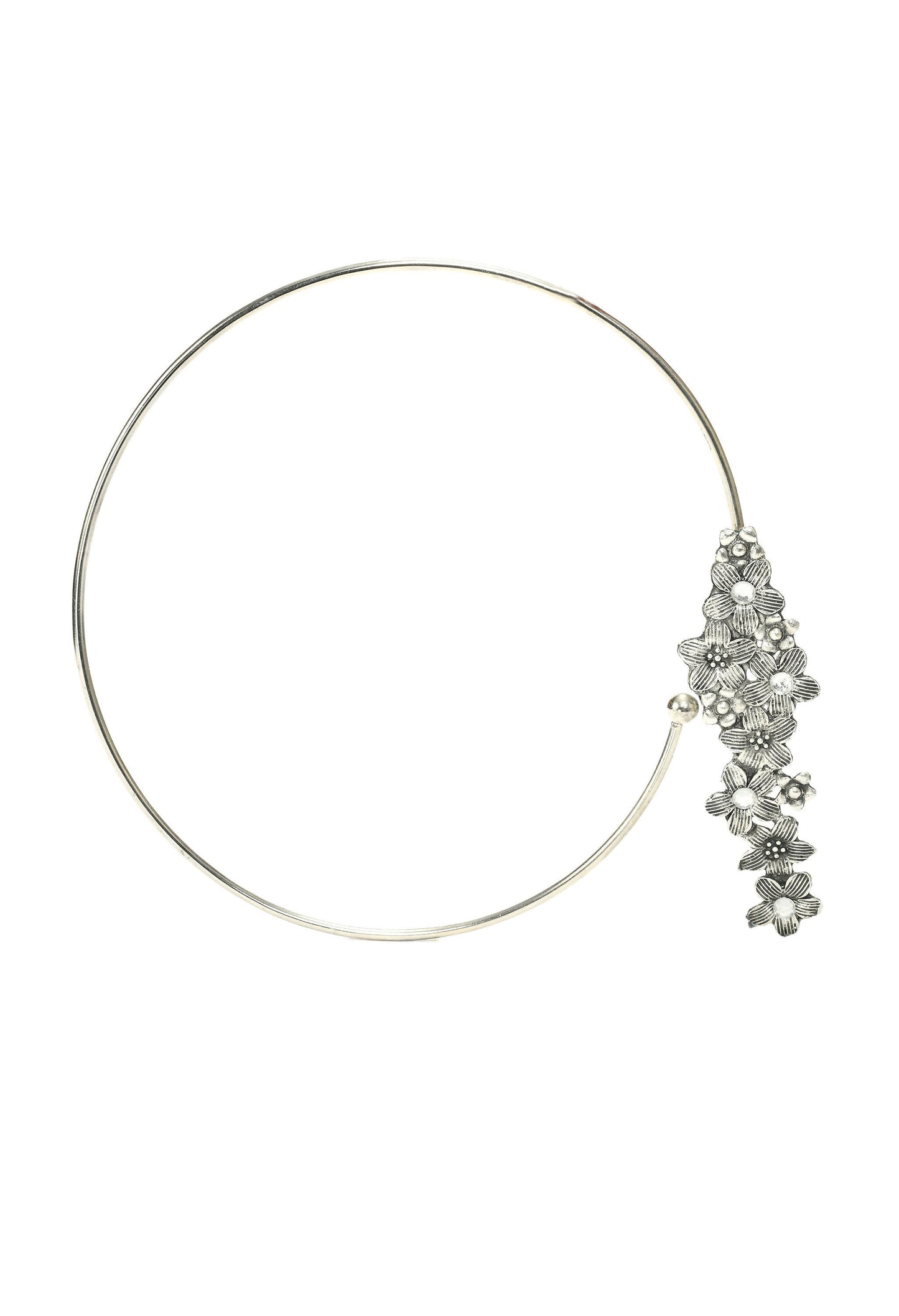 Mominos Fashion Johar Kamal Oxidised Silver-Plated Hasli Design Necklace Choker Set For Women