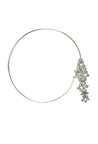 Mominos Fashion Johar Kamal Oxidised Silver-Plated Hasli Design Necklace Choker Set For Women
