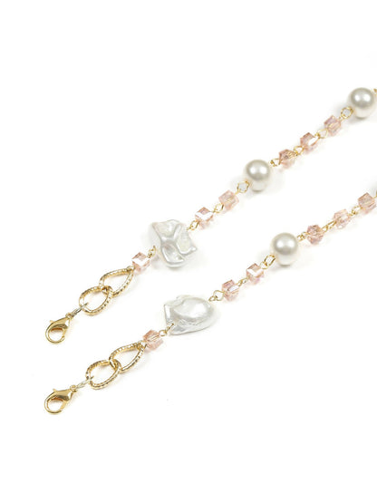White Golden Embellished Mask Chain - Ruby Raang