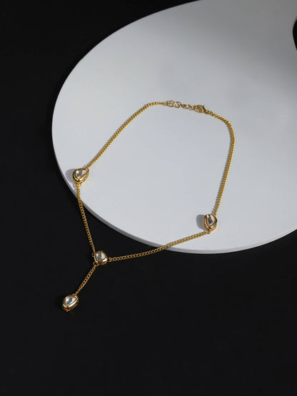 Gold-Toned White Brass Gold-Polished Necklace - Ruby Raang