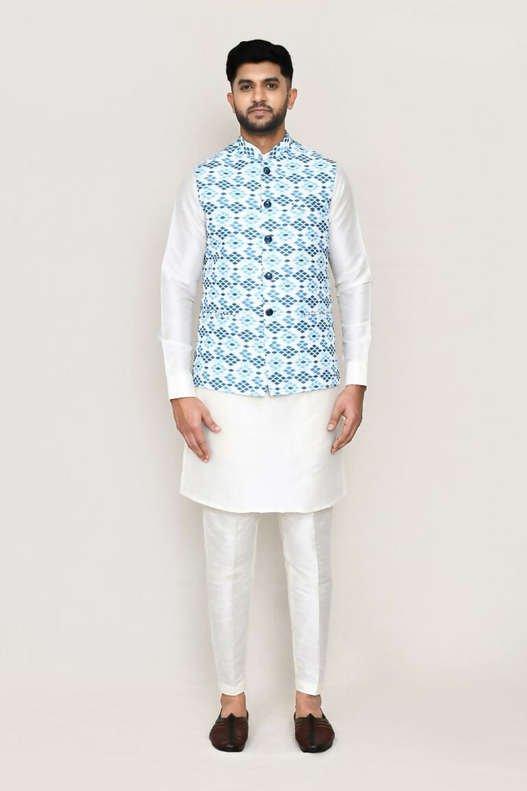 Joban Fashion White Colored Cotton Based Printed Work Men's Jacket