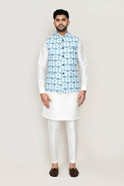 Joban Fashion White Colored Cotton Based Printed Work Men's Jacket