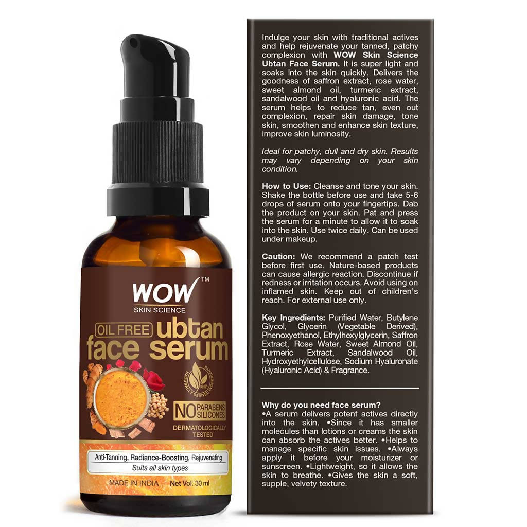 Wow Skin Science Oil-Free Ubtan Face Serum - 30 ml