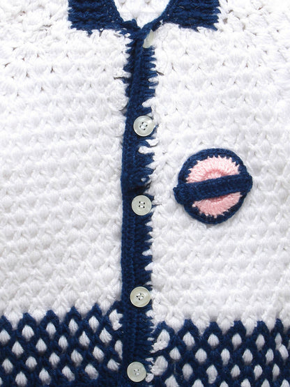 Chutput Kids Woollen Hand Knitted Tacky Design Sweater - White