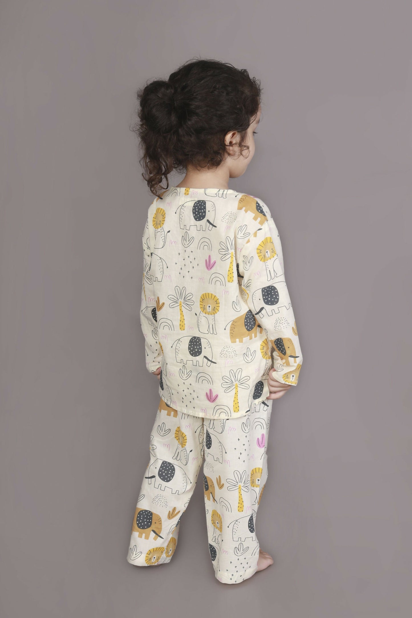 Breathables White Animal Print Cotton Nightsuit Set | Boys & Girls Kids Sleepwear