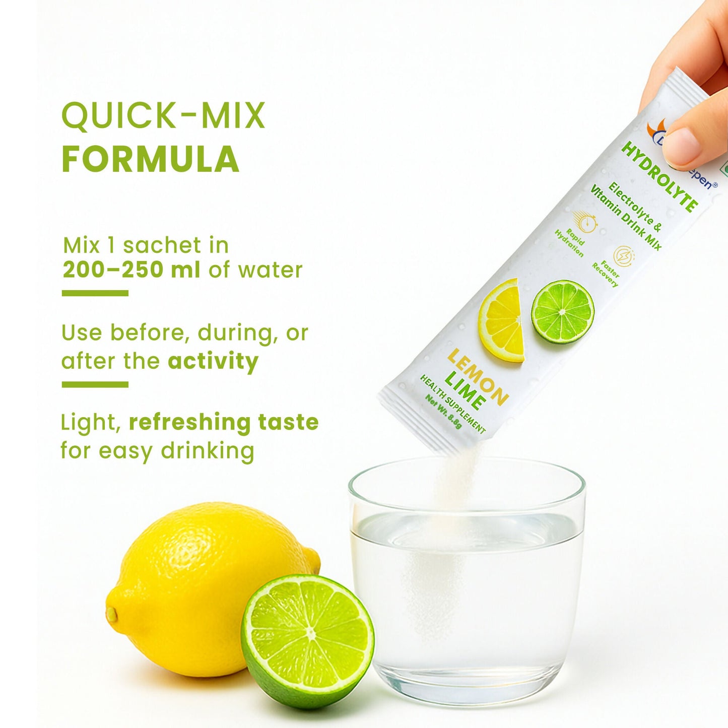 Dr. Morepen Hydrolyte Electrolyte & Vitamin Drink Mix - Lemon Lime