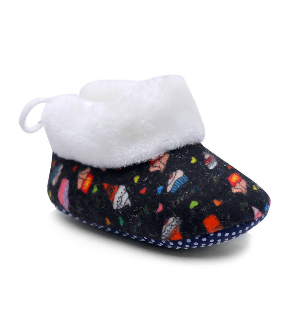 Tiny Bugs Unisex Printed Winter Booties - Black