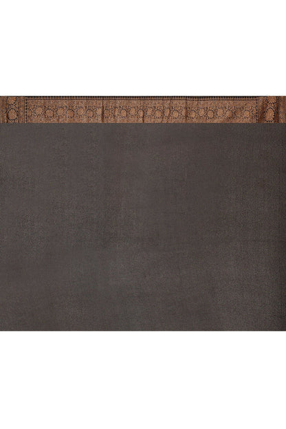 Joban Fashion Grey Crepe Chiffon Pure Handloom Banarasi Silk Saree