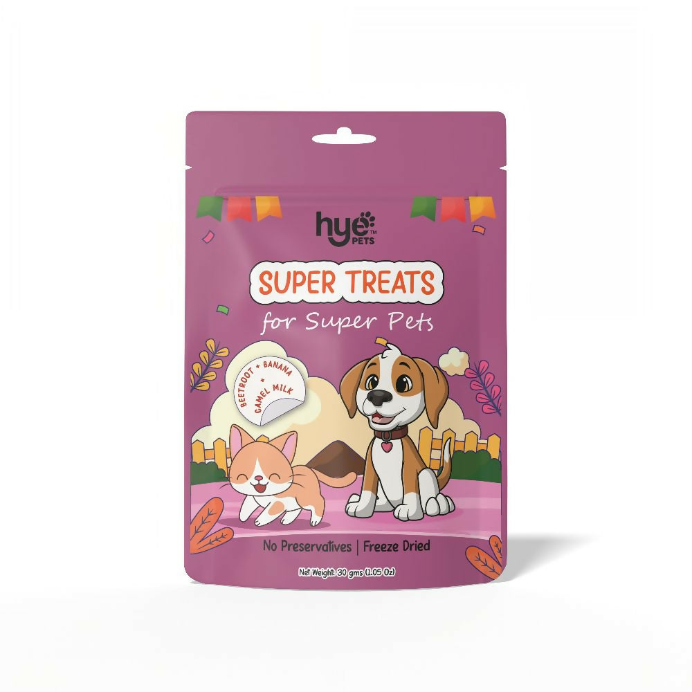 Hye Pets Super Treats For Super Pets – Freeze Dried Treats Made With Camel Milk, Beetroot & Banana