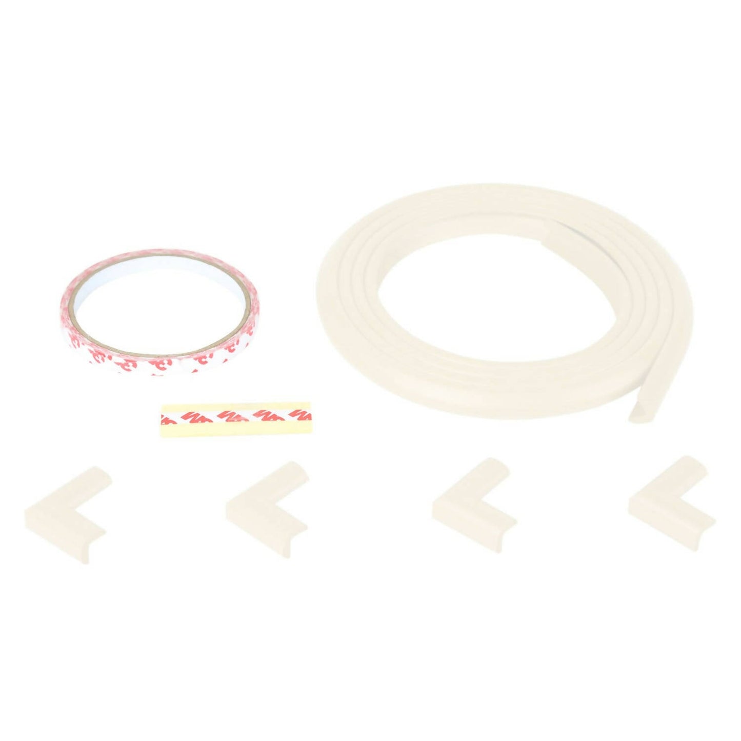 Safe-O-Kid Unique High Density L-Shaped 2 Mtr Long Mini 1 Edge Guard With 4 Corner Cushions White