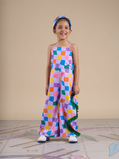 Snakes and Ladders Girls Multi Color Rotary Print Jumpsuit from Siblings Collection