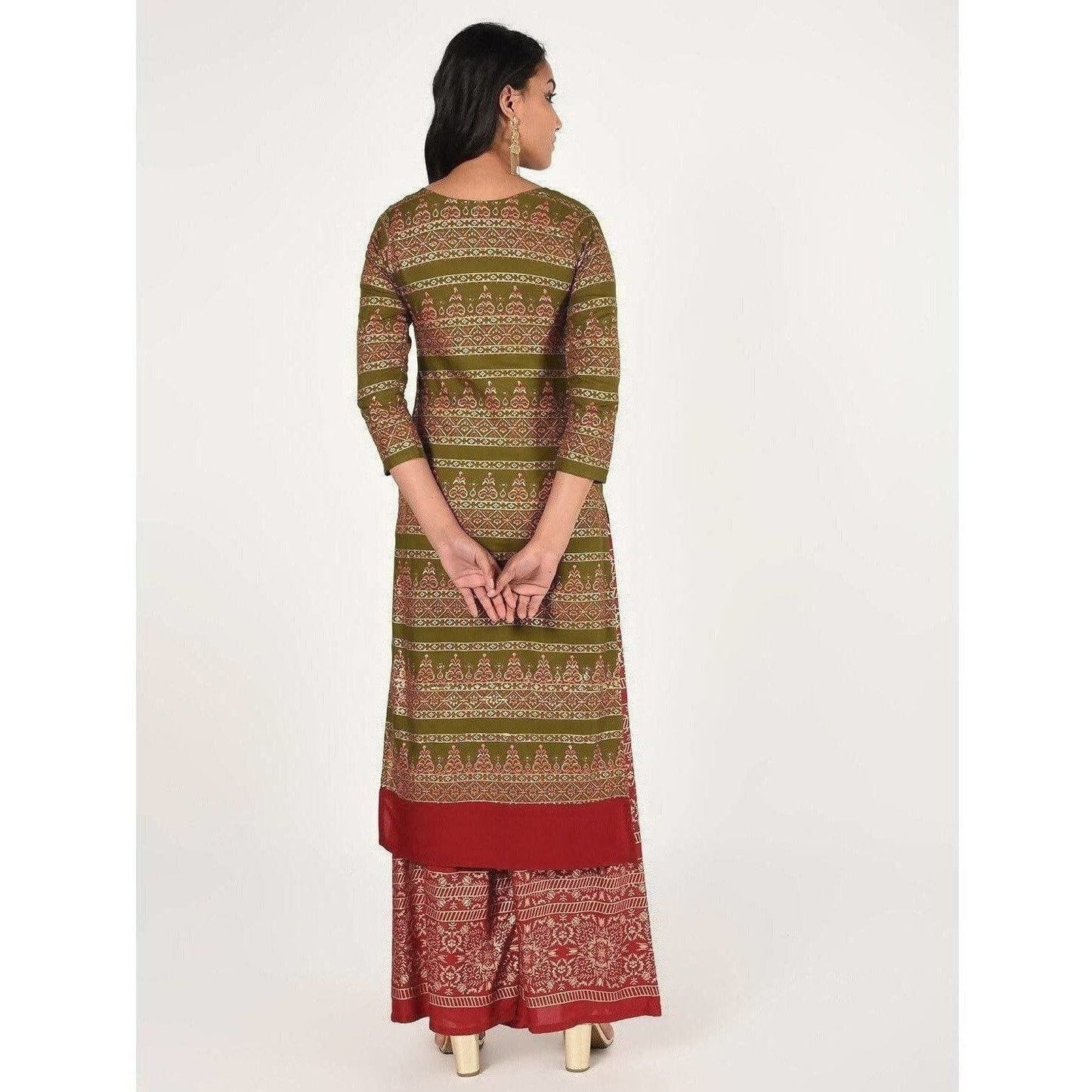 Cheera Women's Beautiful Gold Print Straight Kurta (CH068K)