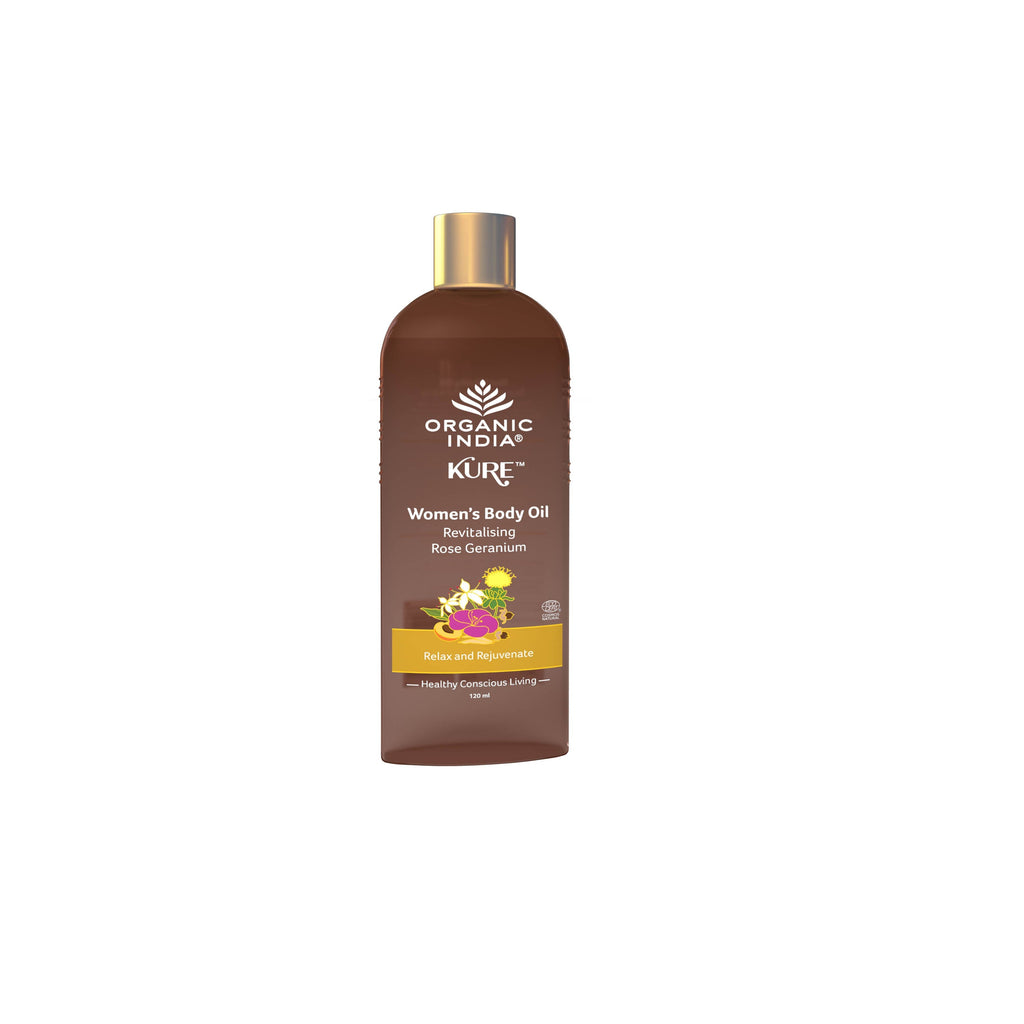 Organic India Women's Body Oil Rose Geranium - 120 ml