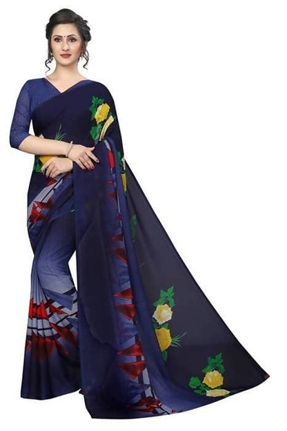 Vamika Navy Georgette Printed Contemporary Saree (SKODA NAVY)