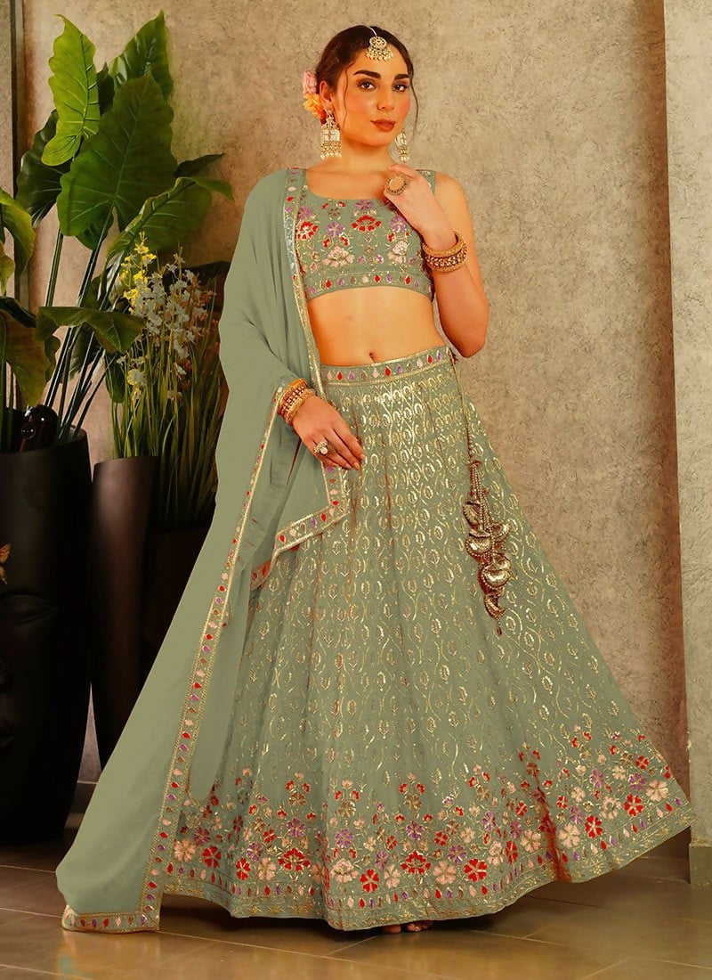 Lehenga Mart Pista Faux Georgette Designer Bollywood Style Wedding Wear Lehenga Choli