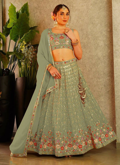 Lehenga Mart Pista Faux Georgette Designer Bollywood Style Wedding Wear Lehenga Choli