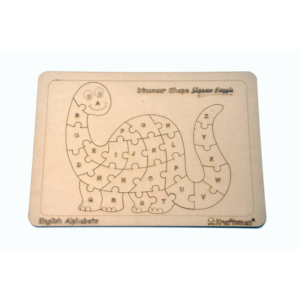 Kraftsman English Alphabets Wooden Jigsaw Puzzles Dinosaur Shape Puzzle | Color Kit Included