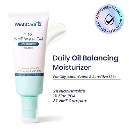 Wishcare 2:1:3 NMF Water Gel Moisturizer for Oily & Sensitive Skin, Oil-Free