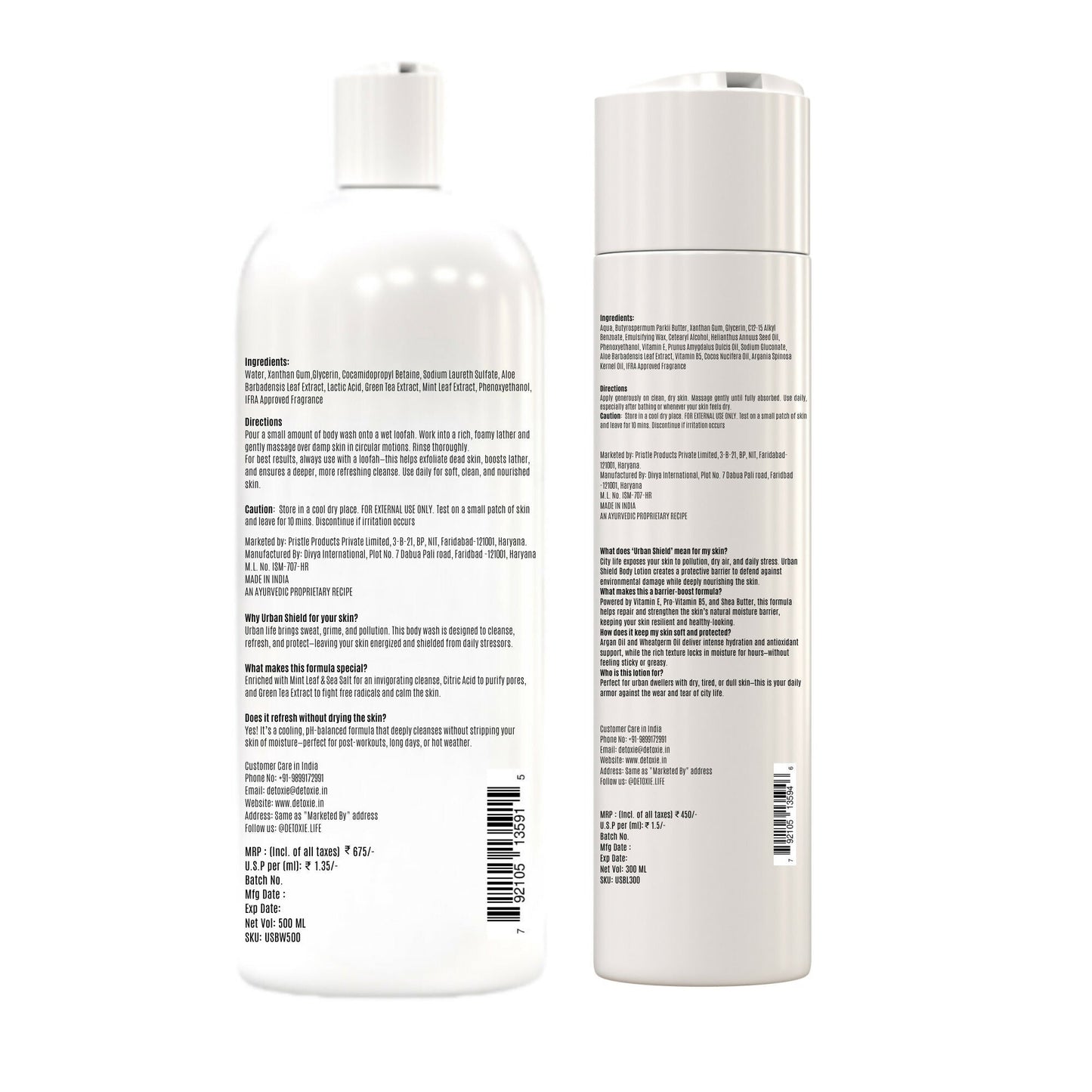 Detoxie Body Wash & Body Lotion Combo - Urban Shield