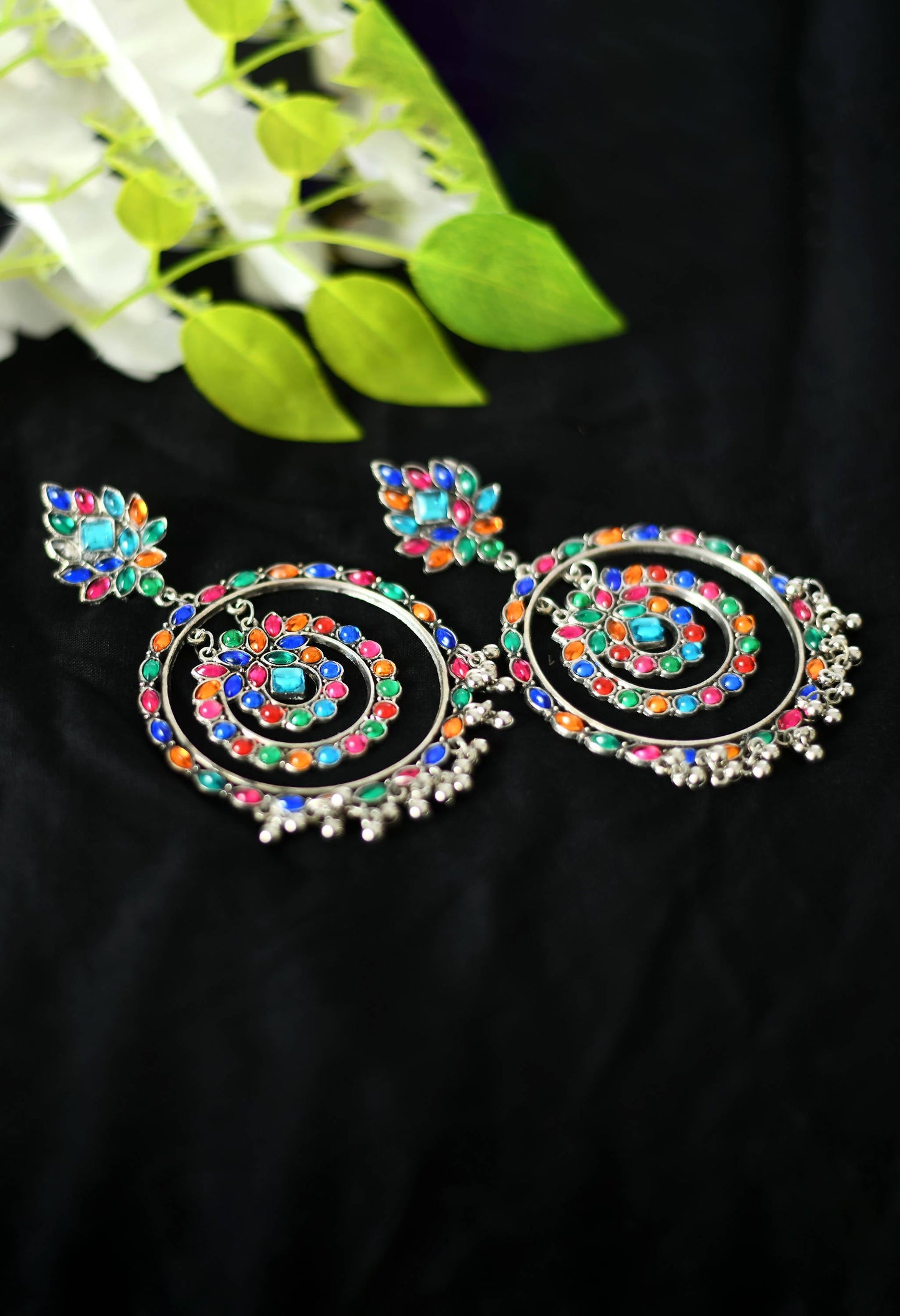 Mominos Fashion Johar Kamal Women's Multi Colour Kundan Circles Earrings