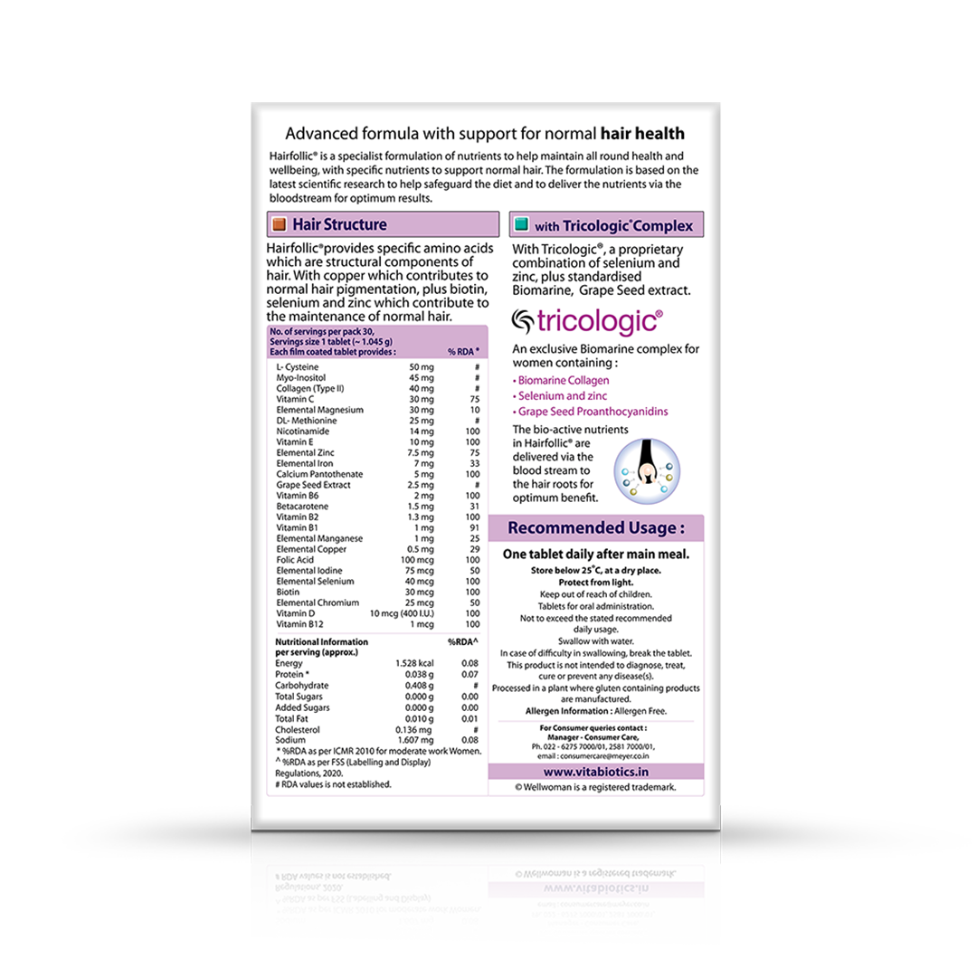 Vitabiotics Wellwoman Hairfollic - 30 tabs